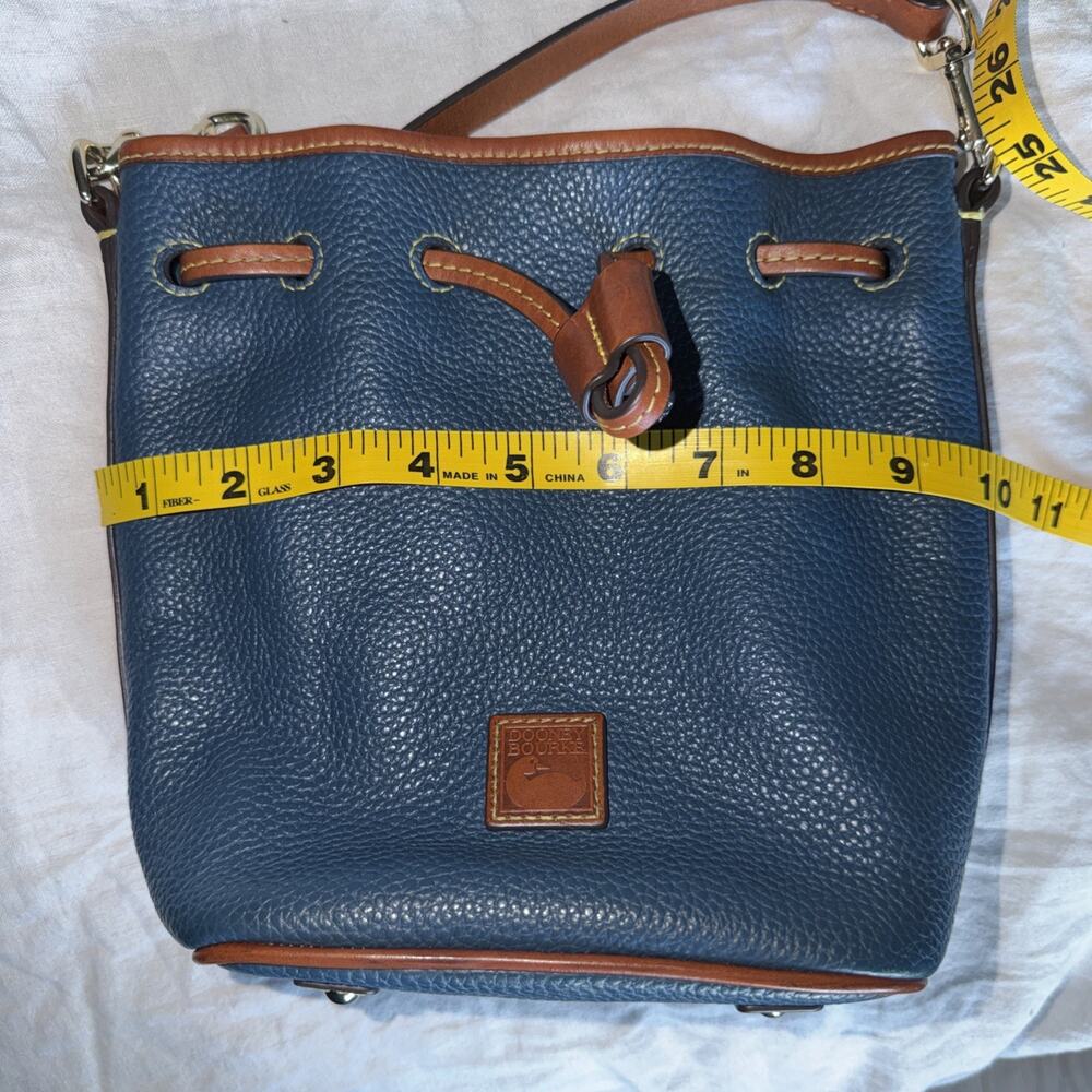 Dooney & Bourke Drawstring Crossbody Jeans Color Italian Pebbled Leather Bag - Picture 6 of 14